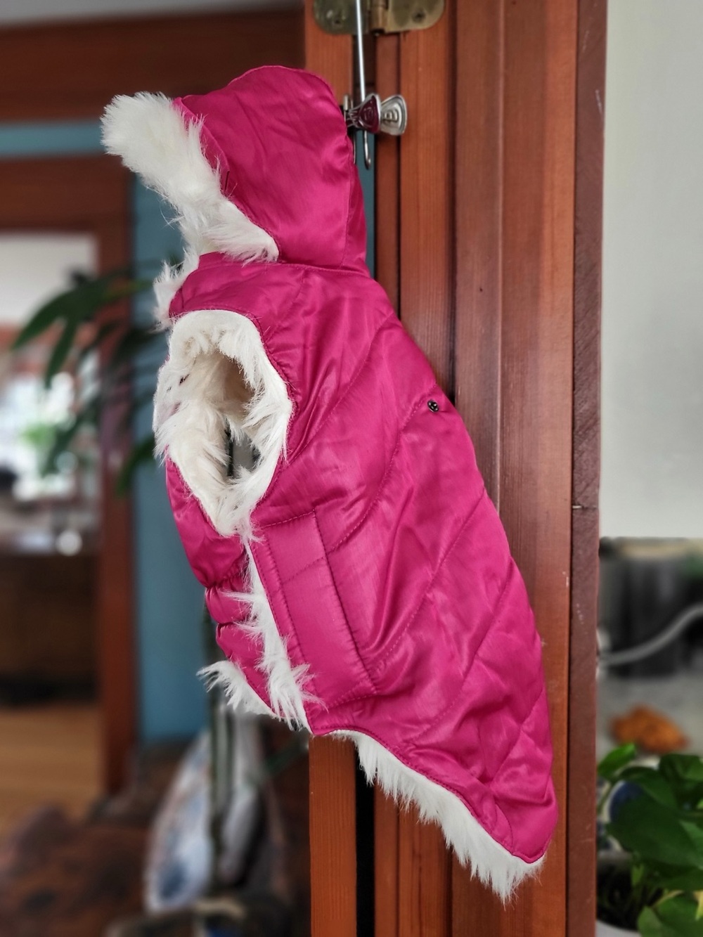 BOBBY Pink Puffer Dog Coat Faux Fur Hood Size S NWOT - Picture 3 of 9